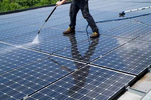 Clean solar panels shining after service in Gold Coast